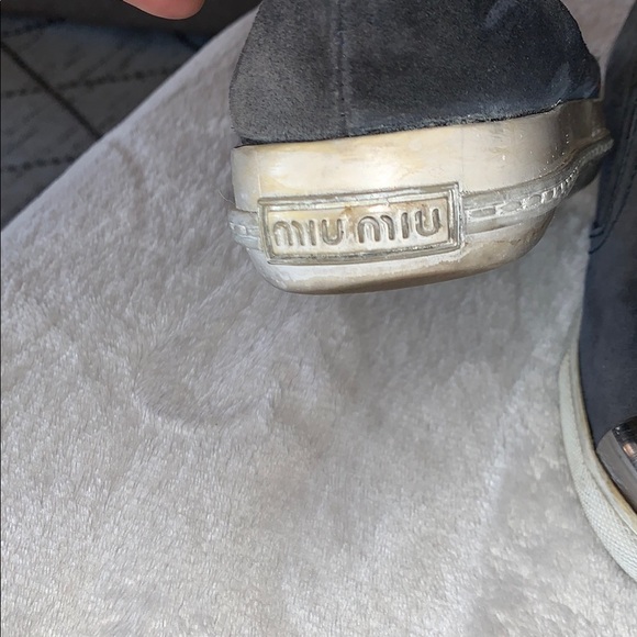 Gently Loved Women's Slip-On Shoes with Silver Cap Toe by Miu Miu - Picture 3 of 14